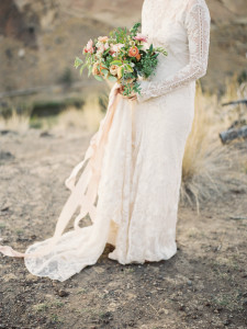 Ribbon wrapped bridal bouquet